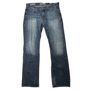 Reclaim Mens Low Rise Bootcut Jeans 34x34 Blue 100% Cotton Embroidered Pockets